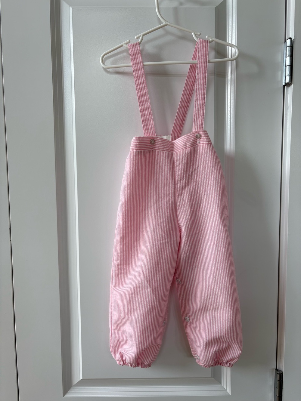 Vintage Kids Pink Striped Overalls with Leg Snaps 24 mo Made in Canada